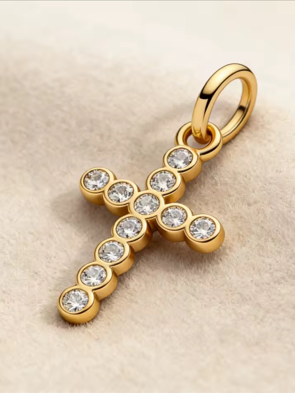 Macy's Gold Cross Pendant with Clear Crystals